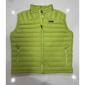 Patagonia Down Sweater Puffer Vest Men's XL Full Zip Lime Green Neon